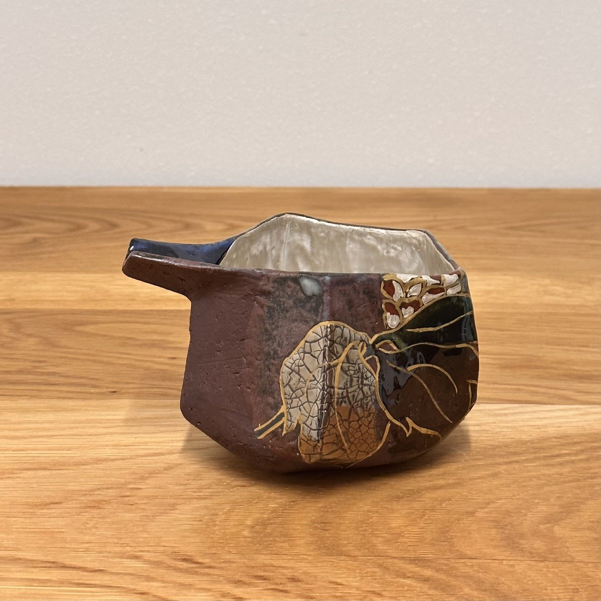 中村梅山 作 象嵌色絵 花入