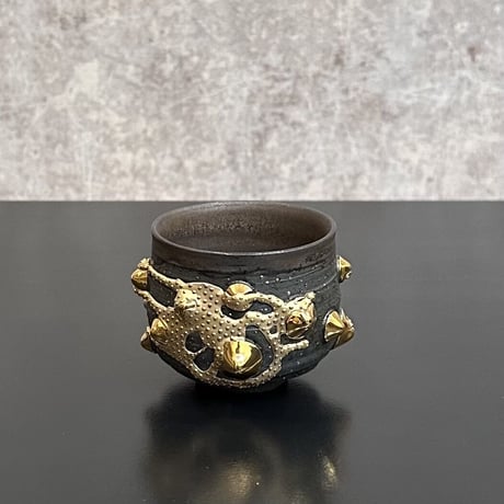 山口由次　星屑金河ぐい呑　黒