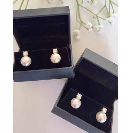pearl × crystal ピアス