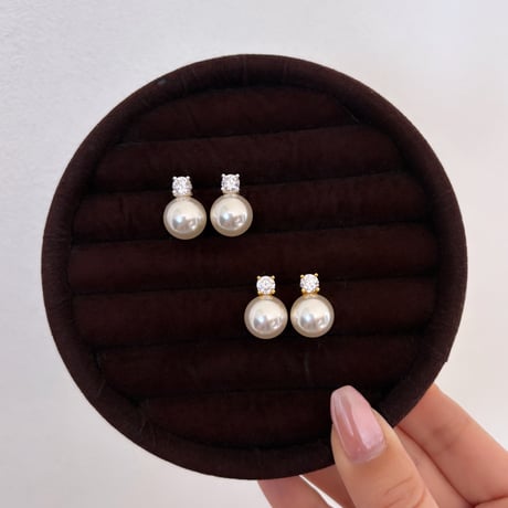 pearl × crystal ピアス