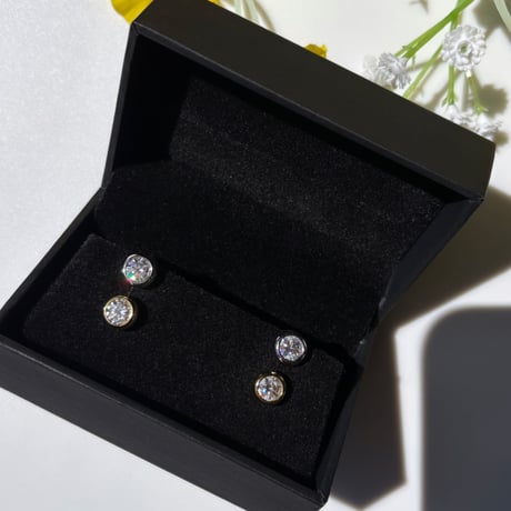アクセふ 陶磁器ピアス/イヤリング 〈square_large〉 No.007 Nile Blue
