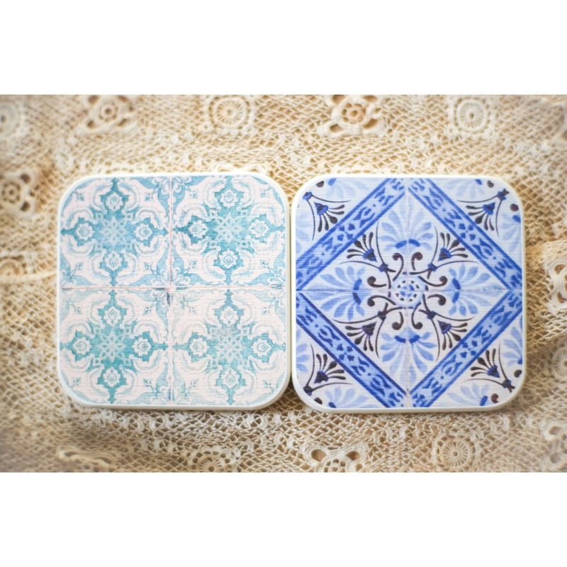 ポルトガルタイル 珪藻土コースター 2個セット | ATELIER konny
