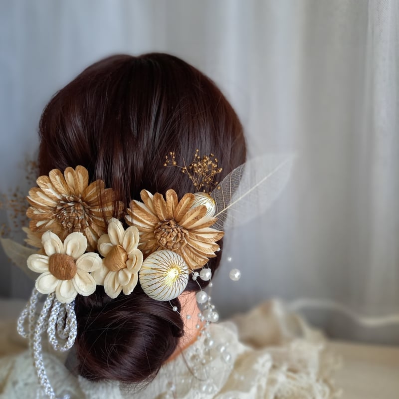 七五三髪飾り 成人式髪飾り 前撮り 成人式前撮りのお写真を頂きました。 前髪を下ろした日本髪風ヘア