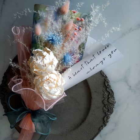 ソラフラワーピオニー×３種のラッピングペーパー華やか花束