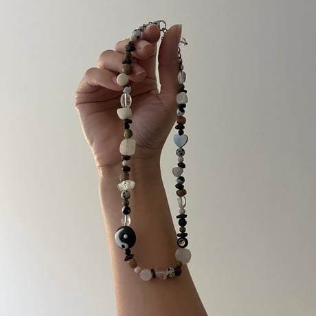 stone necklace-yin yang mix-