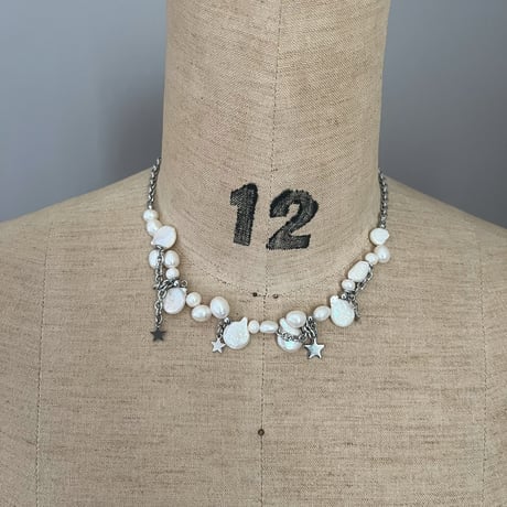 lovely pearl &star necklace  ༘𖤐˒˒*