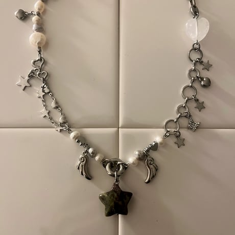 angel star necklace‧˚₊*̥⭐︎-dragon blood jasper-