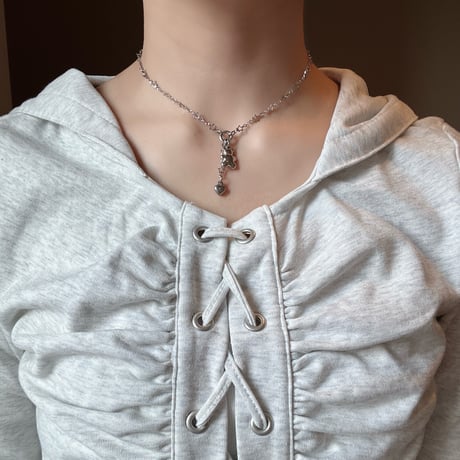 bear charm  necklace𖦹๋࣭ ⭑（silver/gold）