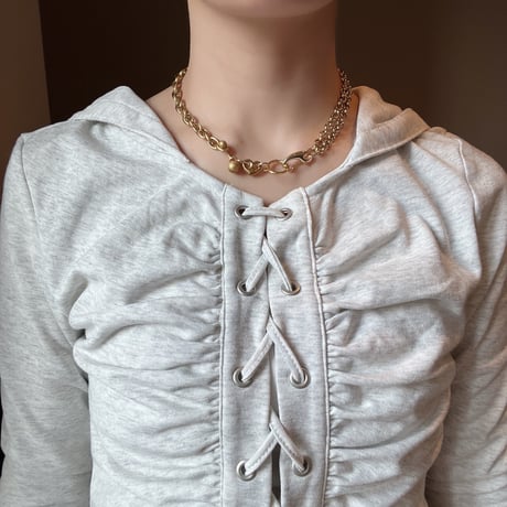 edge link necklace -gold-