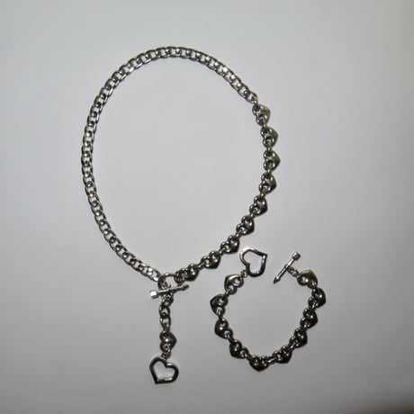 2way heart necklace -silver-