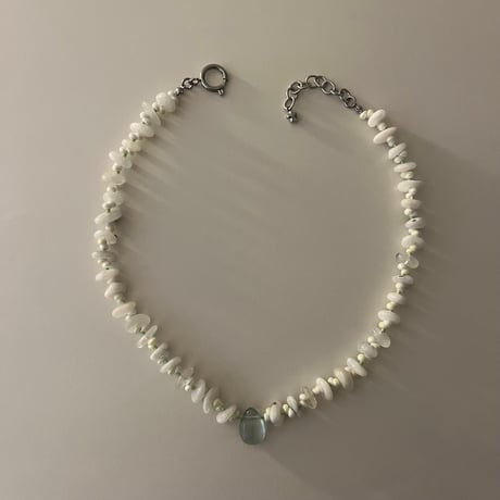 stone necklace-moon stone × fluorite