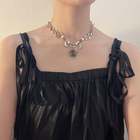 angel star necklace‧˚₊*̥⭐︎-dragon blood jasper-