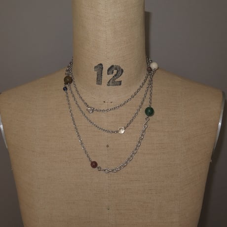 super long stone necklace-muted color-