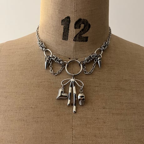 ribbon♡skull necklace