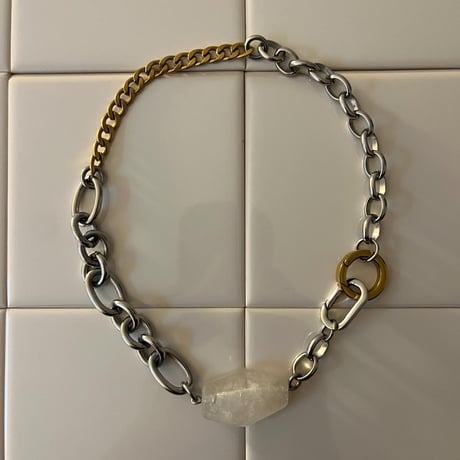 《再販》big stone necklace-quartz-
