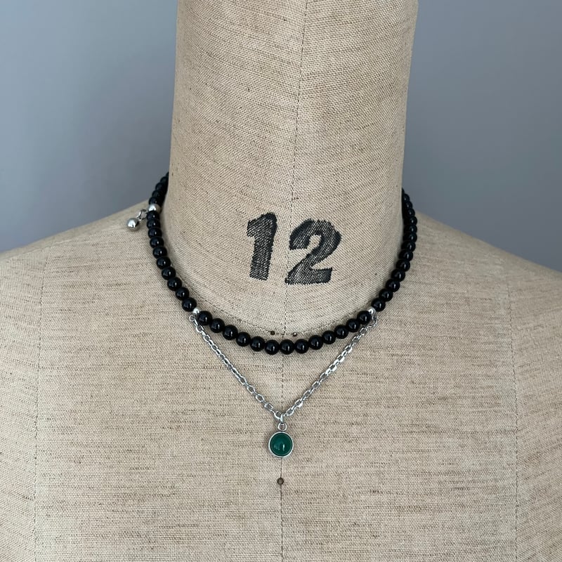 eL+1】Stone Lang Necklace ブラック おねさん eL+1】Stone Lang