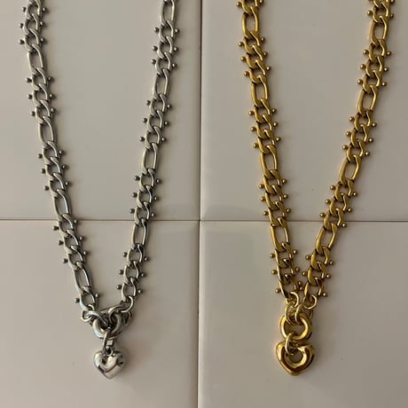 tsubu tsubu chain heart necklace-gold-