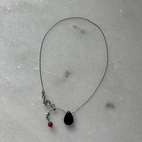stone slide necklace-black onyx-
