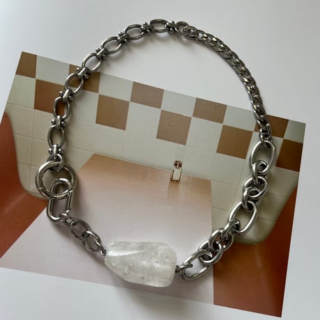 《再販》big stone necklace-quartz-（all silver）