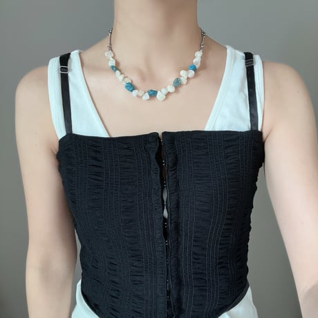 stone necklace ☠︎︎ ⋆₊ ♱ (moonstone/apatite）