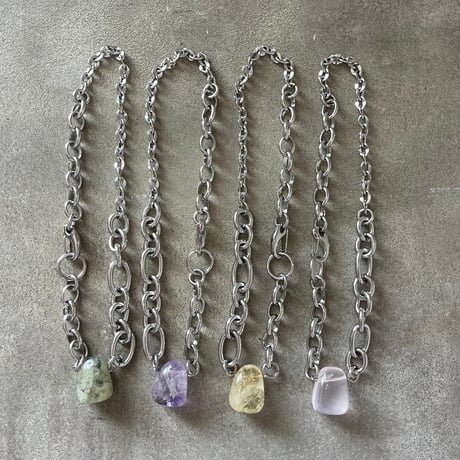 《再販》big stone necklace-amethyst-