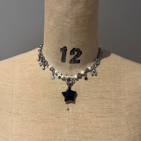 twinkle star necklace Ⳋᥱ͜𓏼✚̣̣̣♡-blue gold stone-