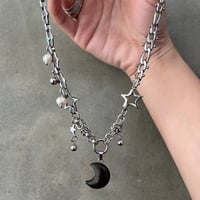pyrite moon pendant necklace