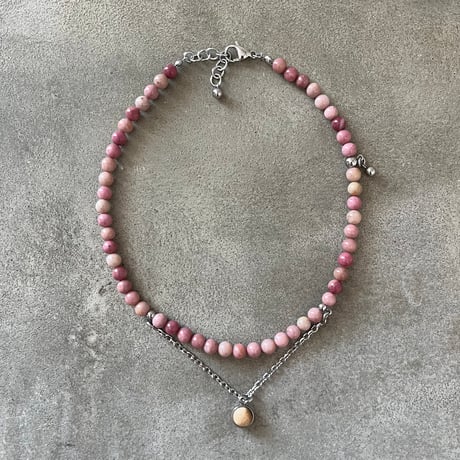 《再販》stone necklace-rhodonite × picture jasper