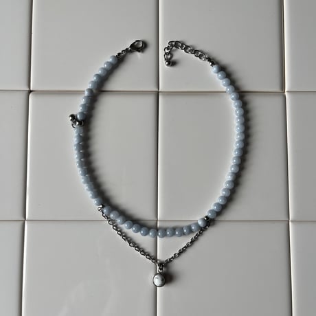 stone necklace-chalcedony × howlite