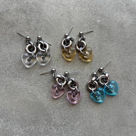 glass heart pierce（light blue/honey yellow/clear/pink）
