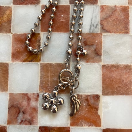 flower charm ball chain necklace𐦍˖˚ֶָ֢ ‧࿔