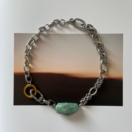 《再販》big stone necklace-amazonite-