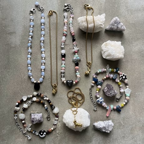 stone necklace-heart obsidian-