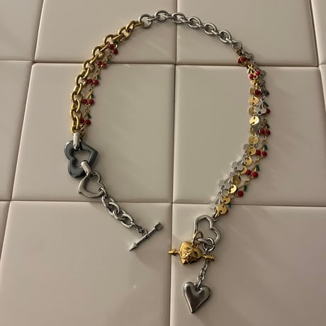cherry♡heart necklace