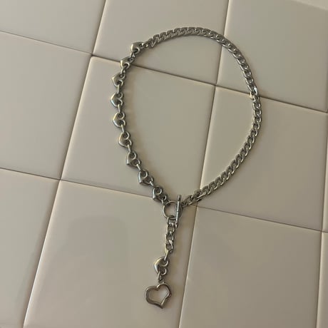2way heart necklace -silver-