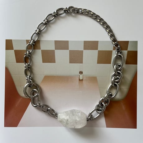 《再販》big stone necklace-quartz-（all silver）