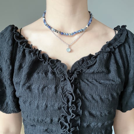 stone necklace-sodalite × white agate