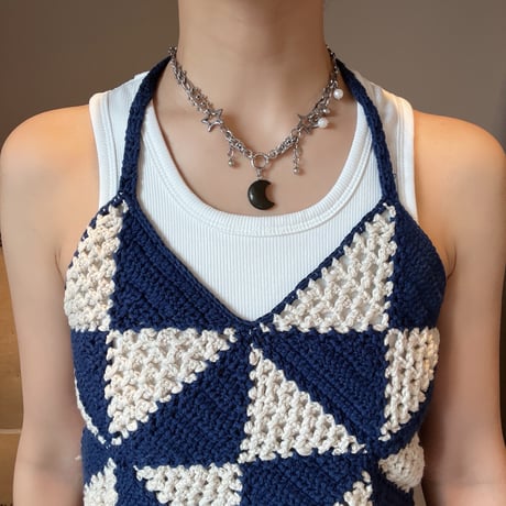 pyrite moon pendant necklace