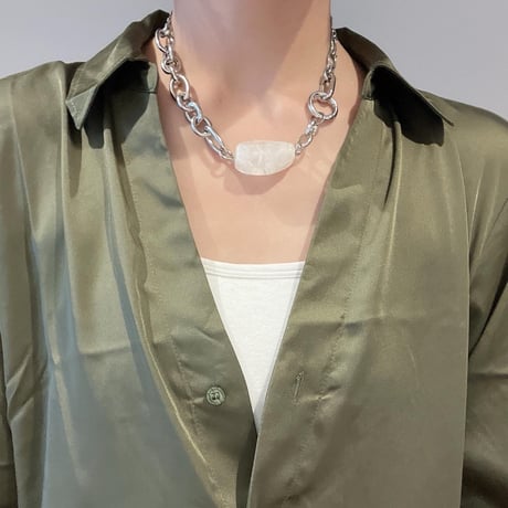 《再販》big stone necklace-quartz-（all silver）