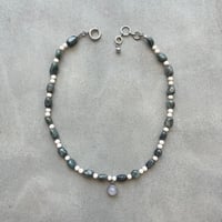 stone necklace ✩*ೃ.⋆（green garnet/fossil/agate）