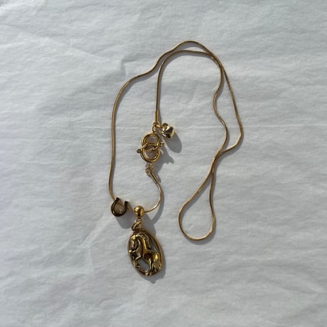 snake chain necklace-gold horse-