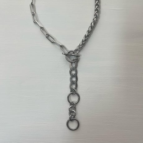 4way blend chain necklace-silver-
