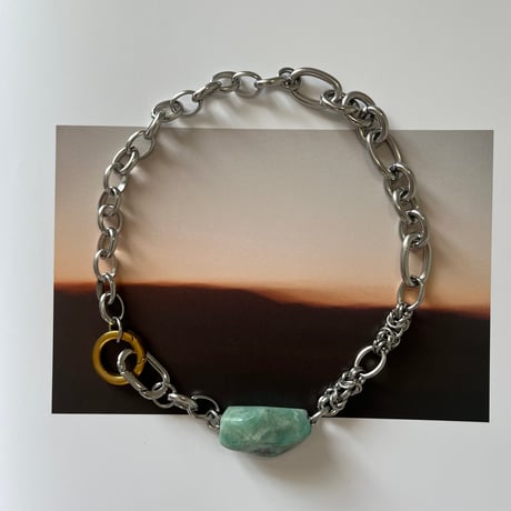 《再販》big stone necklace-amazonite-
