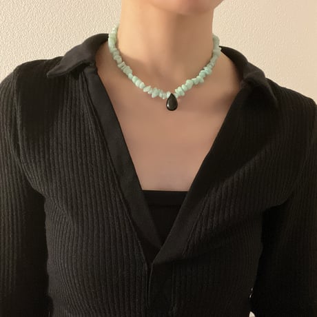 stone necklace- amazonite×black onyx