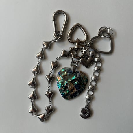 bag charm key chain-shell heart-