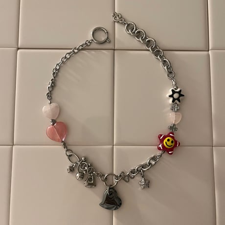 glass smiley necklace
