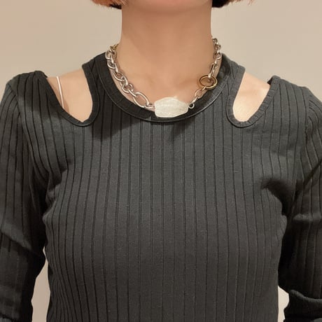 《再販》big stone necklace-quartz-