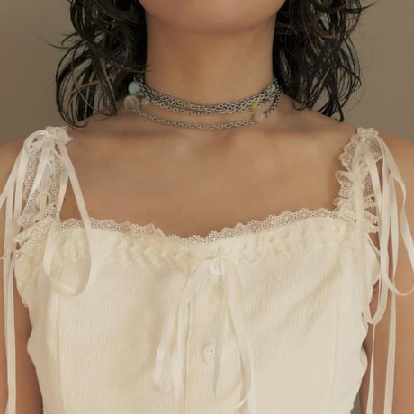 super long stone necklace-pale color-