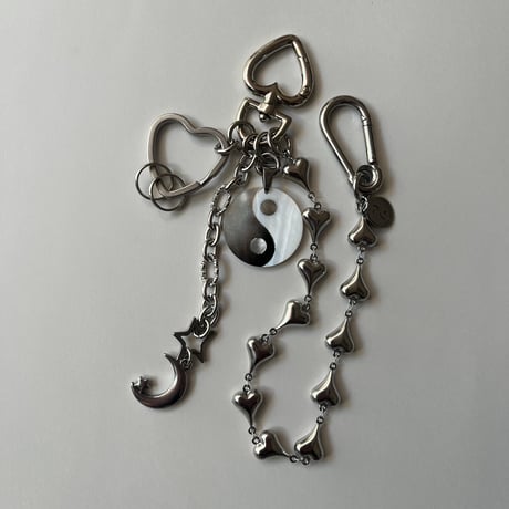 bag charm key chain-shell yin yang-