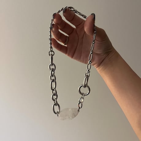 《再販》big stone necklace-quartz-（all silver）